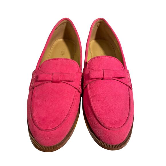 J. Crew pink bow foux suede preppy classic loafers size 7 - Picture 4 of 8